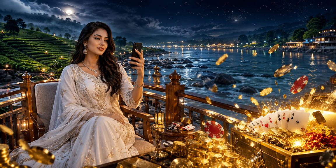 সিলেট চা বাগানের পটভূমিতে তিন পাতি কার্ড গেম খেলছেন বাংলাদেশি ব্যবহারকারী